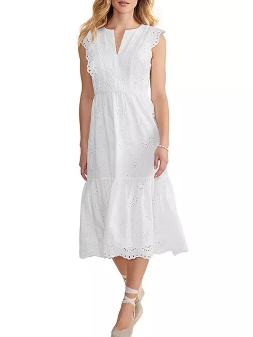 Vineyard Vines White Eyelet Midi Dress
